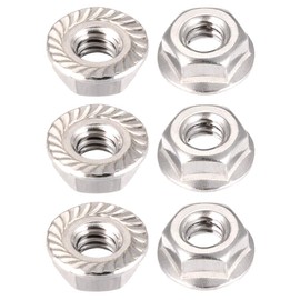 sourcing map 1/4-20 Serrated Flange Hex Lock Nuts, 304 Stainless Steel, 6 Pcs