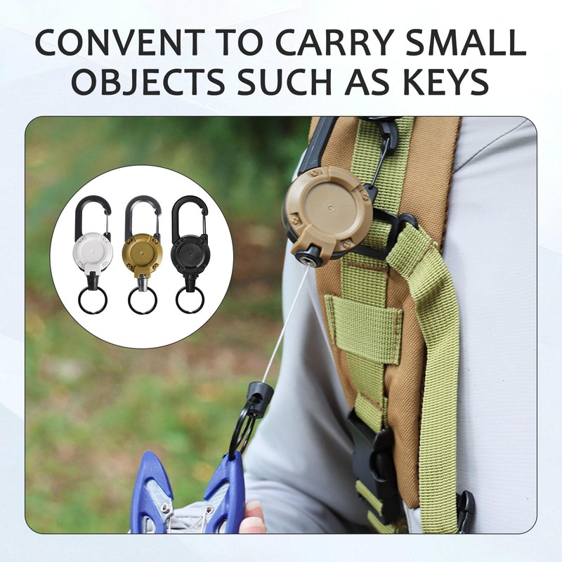 3 Pack Heavy Duty Retractable Keychain Retractable Lanyard with 60cm