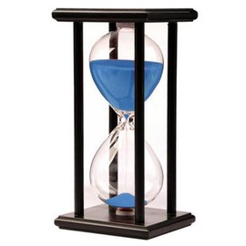 Lodunsyr Hourglass Timer for 60 Minutes Sandglass Timer for Kitchen Living Room Home Office Desk Bedroom Party Festival Coffee Table Book Shelf School Game Sand Timer Clock (Black Frame Blue Sand)