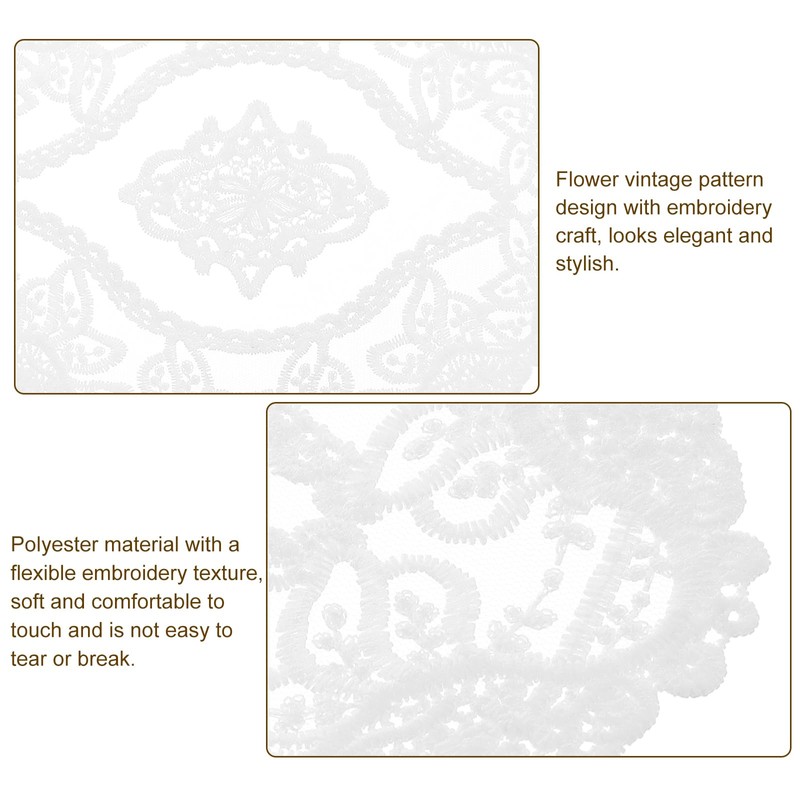 sourcing map 2Pcs Retro Lace Placemats, French Crochet Doilies Oval