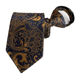 Elfeves - Corbata para hombre, diseño de cachemira, Navy Brass, Talla única