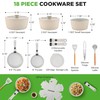 NutriChef 18-Piece Ceramic Cookware Set with Detachable Handles, Non Stick