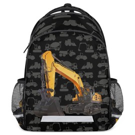 OMFUNS Excavator Truck School Backpack for Girl Boy Teen Cool Car Student Bookbag for Elementary Primary Junior School Bags College Travel Daypack Laptop Backpack for Men Women