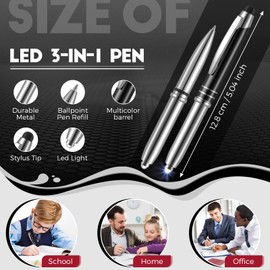 5 Pieces Stylus Pen for Touchscreen Devices Multi-Function Capacitive Pen with LED Flashlight Writing Pens with Ballpoint 3 in 1 Metallic Pens Invisible Ink Pen with Light (Black)