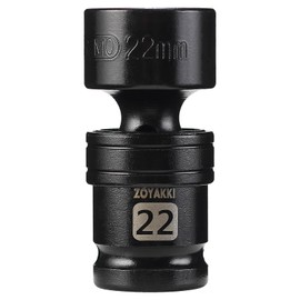 ZOYAKKI 22mm Swivel Socket 1/2" Drive Shallow 6 Pt CR-MO Swivel Impact Socket for Nut Removal