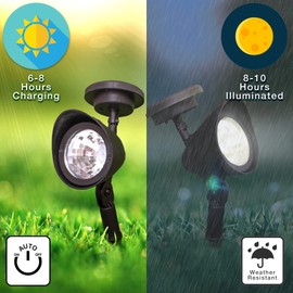 Crosslight Outdoor Solar White LED Weatherproof Spot Light for Gardens, Walkways, Patios and Yards, 1-Pack