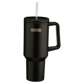 HiDR8 40oz Tumbler With Handle Stainless Steel Insulated Water Bottle (Cold 24hr Hot 8hr) | Secure Straw Lid (Black, 1 Pack)