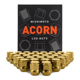 Mishimoto Steel Lug Nuts, M14x1.5, Acorn Seat, 32pc Set, Gold
