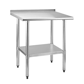HOCCOT Stainless Steel Table for Prep & Work 24" X 30" inches with Adjustable Shelf and Backsplash, Commercial Workstations, Utility Table in Kitchen Garage Laundry Room Outdoor BBQ