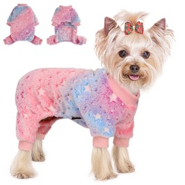 Pajamas for Small Dogs, Glow in Dark Tie Dye Unicorn Dog Sweater, Super Soft Velvet Material Chihuahua Yorkie Tiny Dog Clothes Outfits (Small,Star)