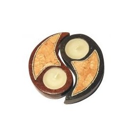 Yin-Yang Terracotta braun 15 cm, Teelichthalter