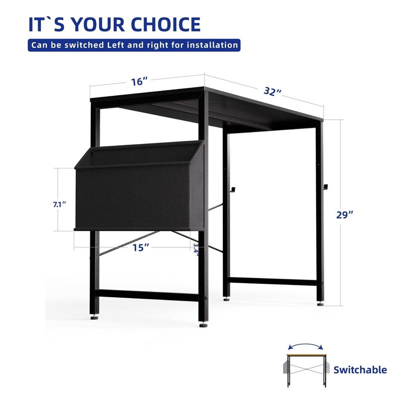 Pamray 32 Inch Computer Desk for Small Spaces with Storage