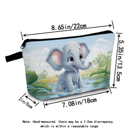 MoCaliduccious Cartoon Elephant Play Print Cosmetic Bag Whimsical Holiday & Birthday Gift Idea Water-Themed Travel Organizer Vibrant Toiletry Pouch for Adventure Enthusiasts