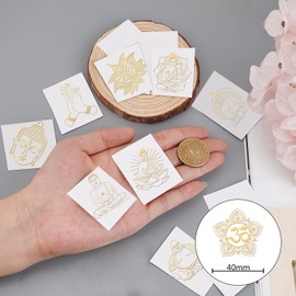 OLYCRAFT 9Pcs Buddha Theme Stickers Spiritual Gold Sticker Self Adhesive Gold Metal Stickers Buddhist Lotus Metal Sticker Decor Decals for Scrapbooks DIY Crafts Phone Decoration - 1.6x1.6 Inch
