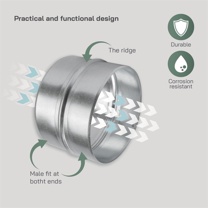Vent Systems 6'' Inch Galvanized Steel Duct Connector - Round