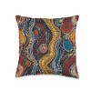 Vibrant Aboriginal Dot Pattern with Tribal Symbols Throw Pillow