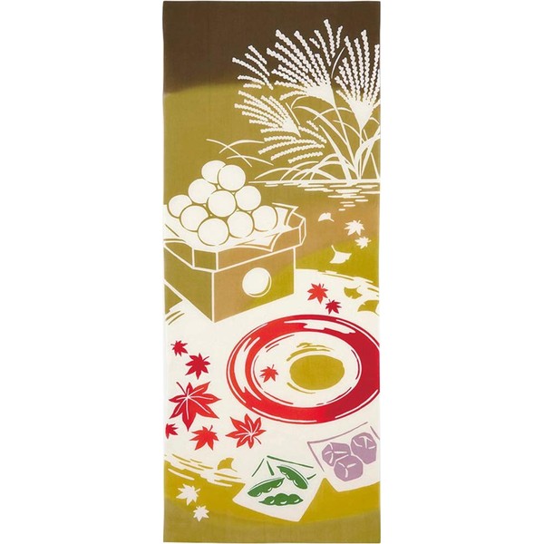 Miyamoto kenema 50126 Tenugui, Made in Japan, Chin-dyed Tenugui, 13.8 x 35.4 inches (35 x 90 cm), Moon Viewing Sake
