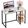 SINPAID 40IN Computer Desk with Shelves, Cream White Sturdy Small
