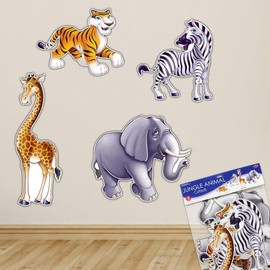 Beistle Assorted Jungle Animal Cutouts-4 Pcs, 15.5" - 25", Multicolored