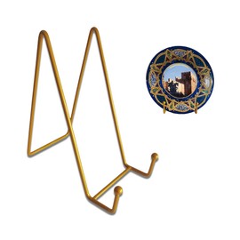 MADOCEGO 2 PACK Gold 6 Inch Display Easel Plate Stand Metal Frame Holder Stand for Picture,Photo Frame,Record,Book (Gold,2PCS)