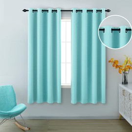 Kids Curtains Blackout 63 Inch Length for Nursery Set 2 Panels Window Drapes Grommet Light Blocking Darkening Thermal Privacy Curtains for Bedroom Boys Girls Room Decor 52x63 Long Egg Blue Aqua Pool