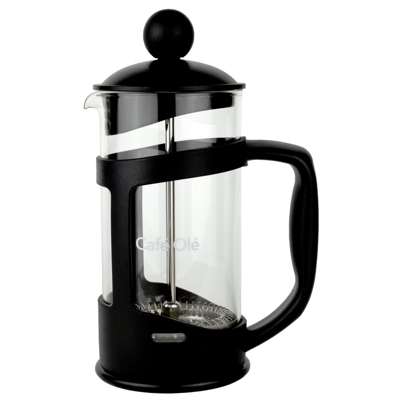 Café Olé 3 Cup Everyday Black Plastic Cafetiere, Rust Resistant