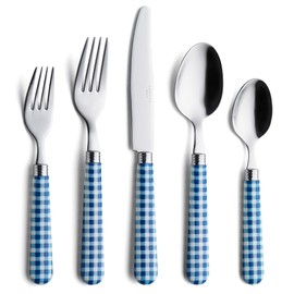 ANNOVA Silverware Set 20 Pcs Stainless Steel Cutlerty Color Handle Flatware -4xDinner Knife;4xDinner Fork;4xSalad Fork;4xDinner Spoon;4xDessert Spoon (Mix Color/Gingham Checkered Pattern)