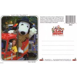 Knott's Camp Snoopy Mall Of America Camp Bus Charlie Brown, Linus, Lucy Postcard