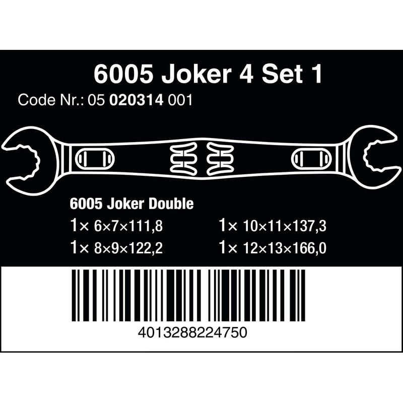 Wera - 05020314001 - Double Open-Ended Wrench Set, 6005 Joker