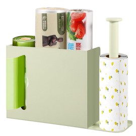 Picowe Wall Mount Kitchen Wrap Organizer Rack, Metal Aluminum Foil Organizer, Cabinet Storage Holder for Kitchen, Aluminum Foil, Cling Film, Paper Towel (White)
