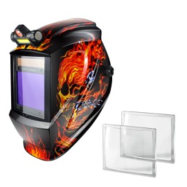TRQWH Welding Helmet with LED Light, Wide Shade 4/5-9/9-13 and Magnifier Lens