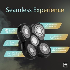 Skull Shaver Carver 5 Head Replacement Blade - Efficient Shave for Coarse Hair - Flexing Rotary Blades - Easy Maintenance - Fits Pitbull Shavers