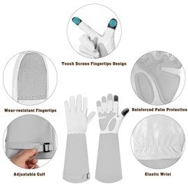 SLARMOR Leather Gardening Gloves for Men and Women – Thorn-Proof for Pruning Roses, with Forearm Protection, Long Cowhide Work Gloves for Garden and Household Tasks