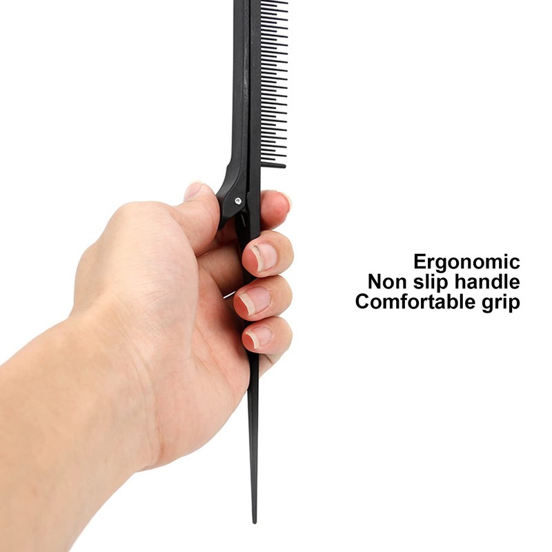 Salon Highlights Comb Rat Tail Teasing Clip Comb, Professional Teasing