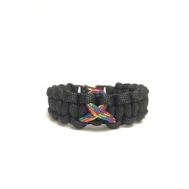 Tru550 Autism Awareness Ribbon Fitted Black Paracord Survival Jewelry Bracelet (Size 7.0 inches)