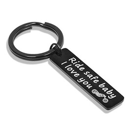 Ride Safe Keychain Biker Gift Black Keyring I Love You Motocycle Keychain Gift for Boyfriend Husband Dad Biker