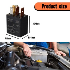 Arwrilt 4 PCS Car 5 Pin Power Relay, 12V 30A 5 Pin Relay Switch, Nylon Shell Auto Multi-Purpose Relay, Heavy Duty Standard Relay Kit, Starter Relay Replacement Parts for Most Cars Trucks (Black)