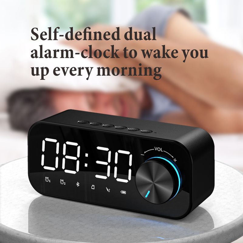 Digital Radio Alarm Clock Bluetooth Speaker Clock with Time and