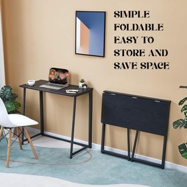 Homy Casa 31.5" Home Office Foldable Desk, Space-Saving Study-Workstation for Small Spaces, Ideal for Dorm, Living Room, and Bedroom (Black)
