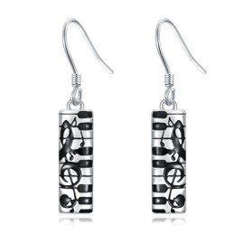 Piano Earrings 925 Sterling Silver Piano Music Note Earrings Piano Jewelry Gifts for Women