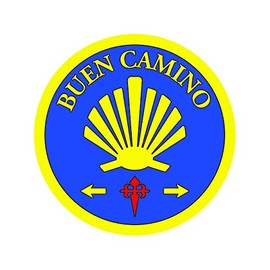 fagraphix Round Buen Camino Sticker Decal Self Adhesive Way of Saint James Santiago Way Pilgrim Hiking Trail 1.25" Wide