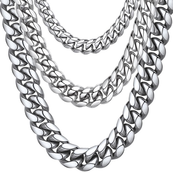 Cuban Mens Chains Stainless Steel Curb Link Chain Necklace 10mm