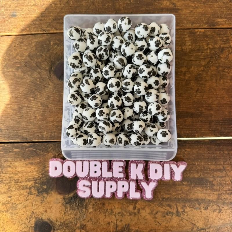 15mm Printed Silicone Beads - 10pc:_Smiley