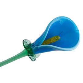 Light Blue Glass Calla Lily Flower, One-of-a-kind, Life Size 20" long. FREE SHIPPING to the lower 48, when you spend over $50.00