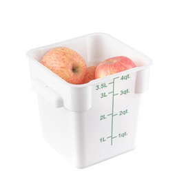 Restaurantware - Met Lux 4 Quart Food Storage Container, 1 White Storage Container - Lids Sold Separately, Green Volume Markers, Dishwashable Container, Side Handles, For Storing Foods