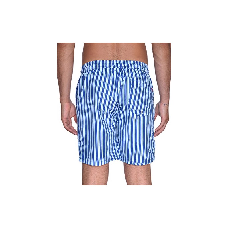 Beach Bros Rayas para Hombre, Azul, Large
