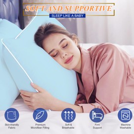 MZOIMZO Bed Pillows for Sleeping- King Size, Set of 2, Cooling Hotel Quality with Premium Soft Down Alternative Fill for Back, Stomach or Side Sleepers, Blue