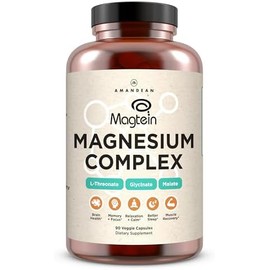 Amandean Magnesium L-Threonate Complex. Threonate, Glycinate, Malate Supplement. 90 Veggie Capsules. High Absorption Magtein  Bisglycinate Chelate