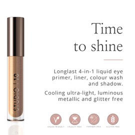Studio 10 Liquid Foil I-Radiance Eyeshadow - Shimmer Liquid Eyeshadow with Moisture Boosting and Long-Wearing Formula - Metallic Eyeshadow Liquid in Shade Sable