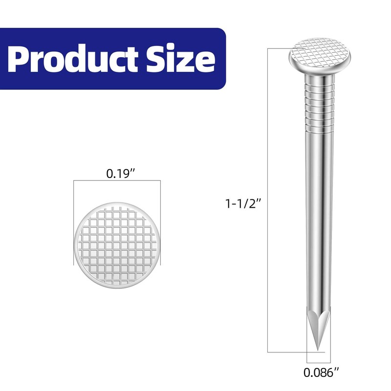 1-1/2 Inch Hardware Nails, Stainless Steel Flat Nails, Wood Nails,